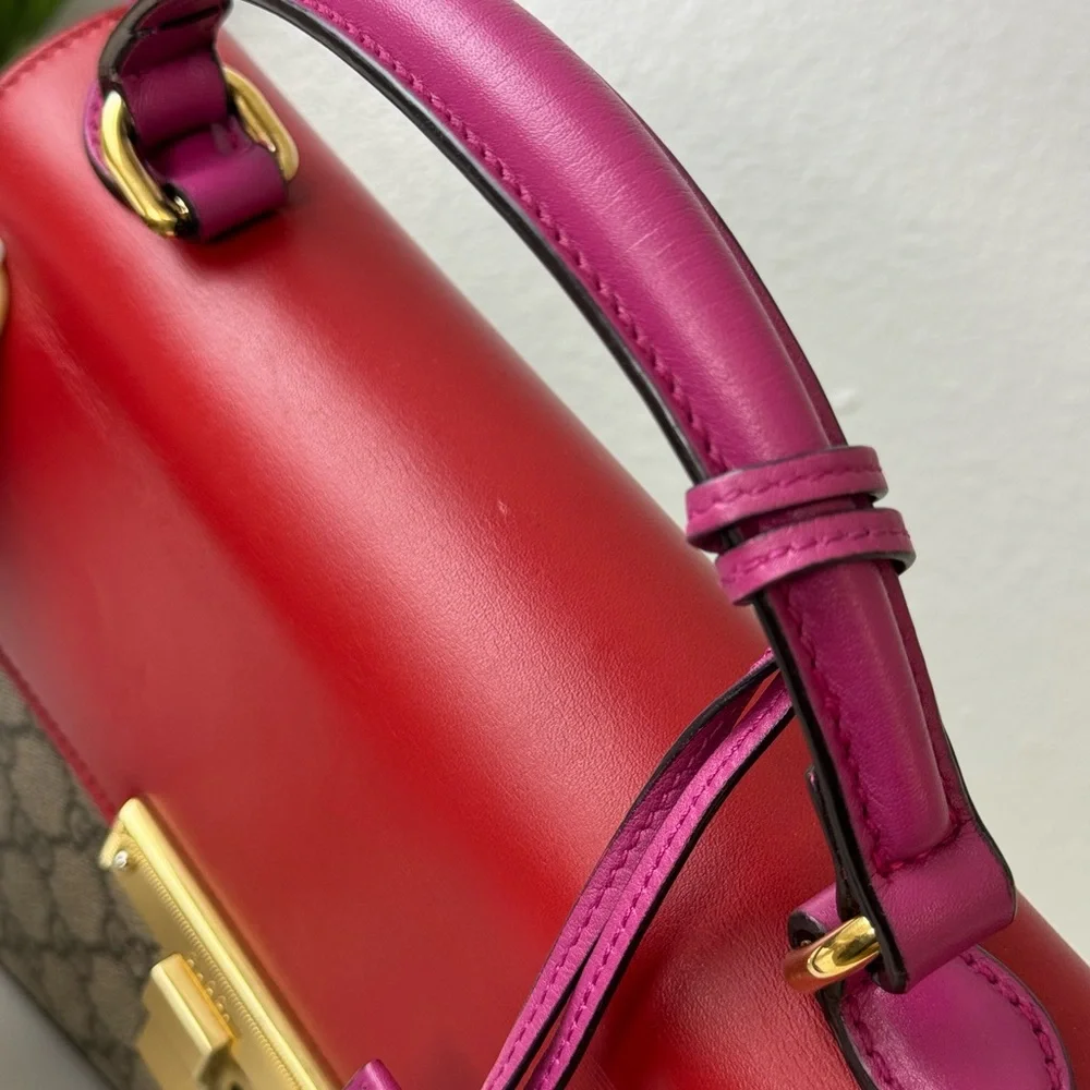 Gucci Padlock GG Coated Canvas And Leather Top Handle Bag